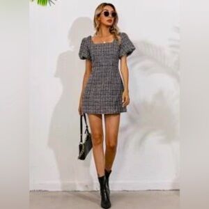 SHEIN puffy sleeve mini tweed dress size XS/S